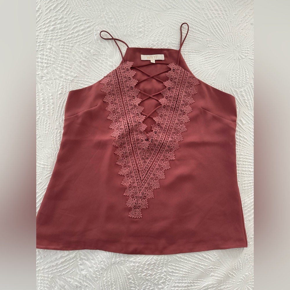 WAYF Women’s Posie Strappy Cami Top Maroon/ dark pink red size XS